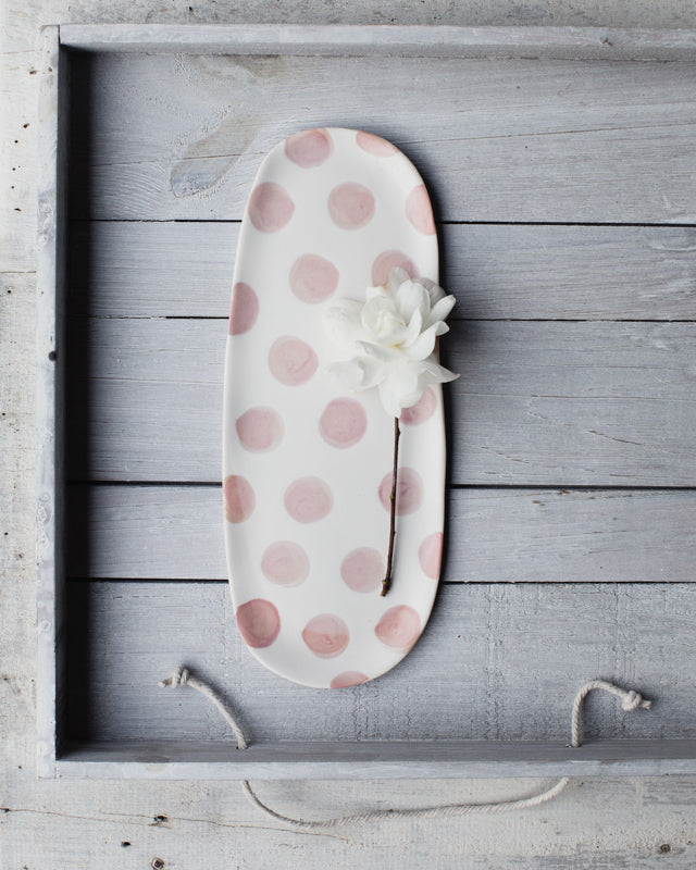 Pink Polka Dot oval plate