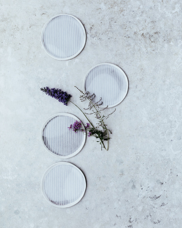 ceramic handmade carved plates perfect for cake by clay beehive ceramics