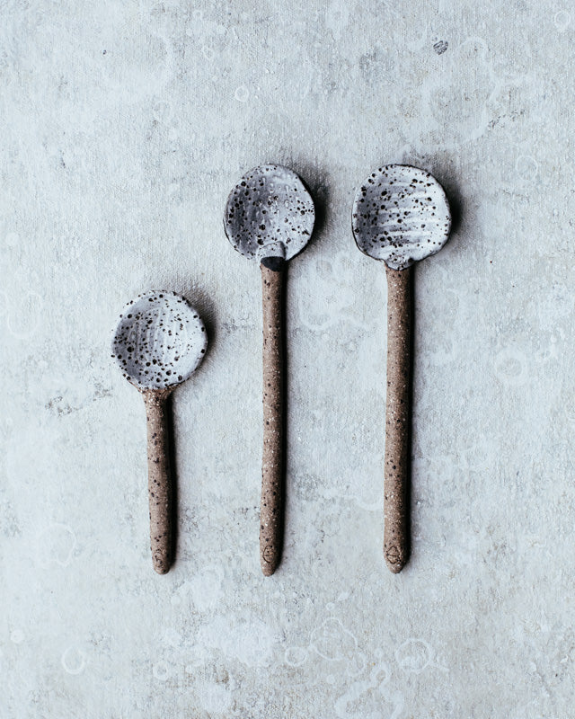 Rustic Grey/white Gritty spoons (carvings)