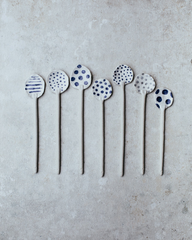 Long handled large hand made ceramic spoons by clay beehive