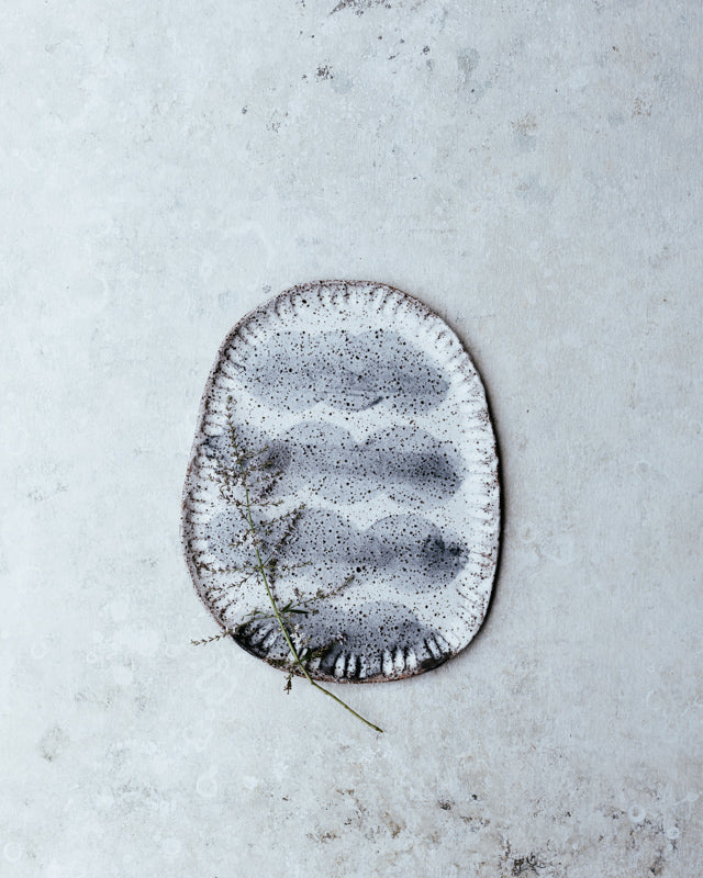 carved rim rustic platter plate hand made by clay beehive ceramics