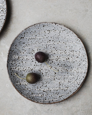 rustic gritty grey speckled tapas bowls / plates hand made by clay beehive ceramics