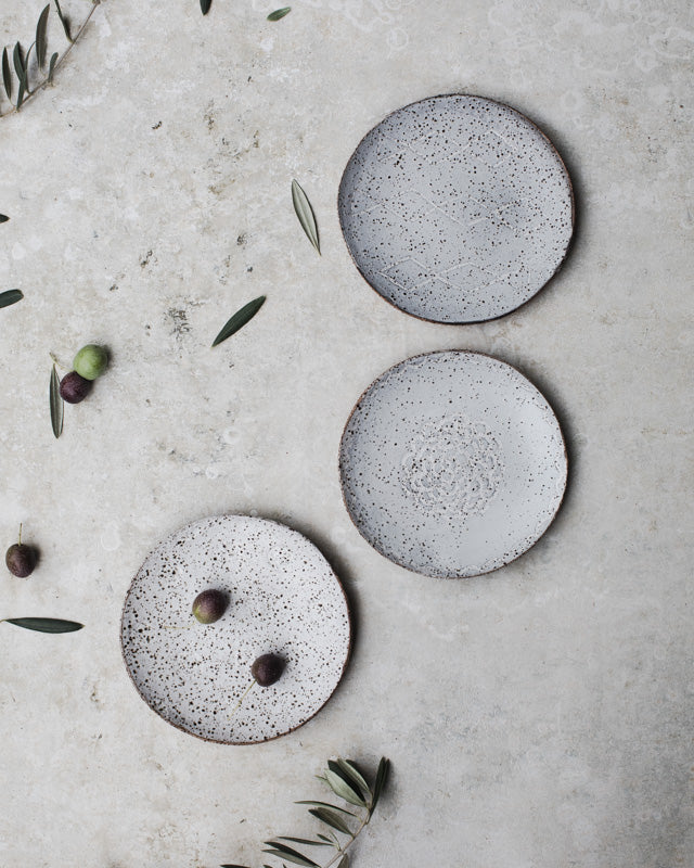 rustic gritty tapas plates /bowls hand made by clay beehive ceramics 
