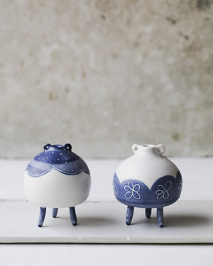 Chubby cute little bud vases with feet and ears handmade by clay beehive ceramics