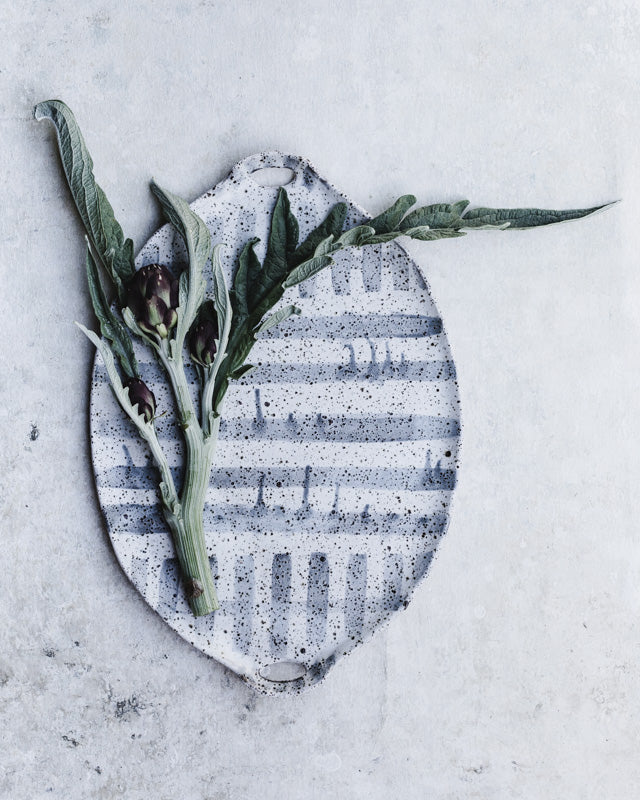 large ceramic rustic gritty platter handmade by clay beehive ceramics