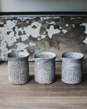 Hand made ceramic farmhouse pourers/jugs by clay beehive in rustic speckled finish
