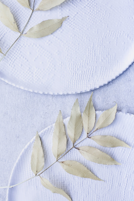 Large Satin White textured rim cake platter plates (28cm)