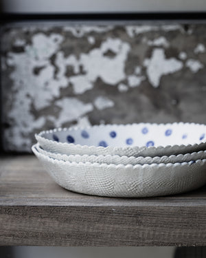textured exterior scallop rim spotty large bowls with scallop rim by clay beehive