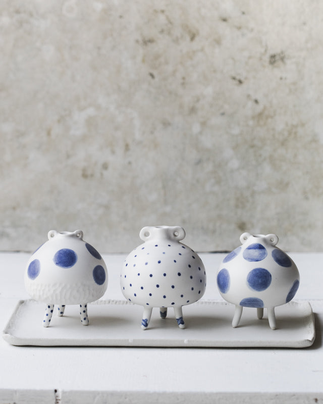 Chubby cute little bud vases with feet and ears handmade by clay beehive ceramics