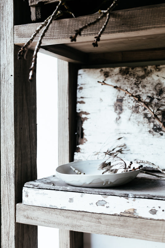 Matte white organic shaped serving bowl