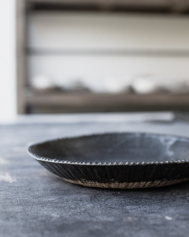 Black rustic bowl matte glazing with a gritty clay body by clay beehive ceramics