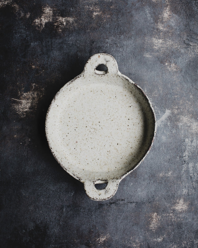 ceramic baking dish rustic character with gritty clay and satin white finish by clay beehive ceramic