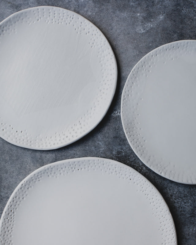 ceramic hand-crafted carved plates for cakes and beautiful food for food photography and ceramic lovers by clay beehive