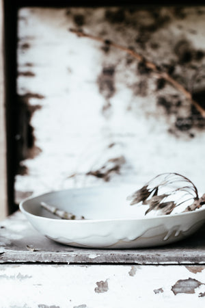 Matte white organic shaped serving bowl
