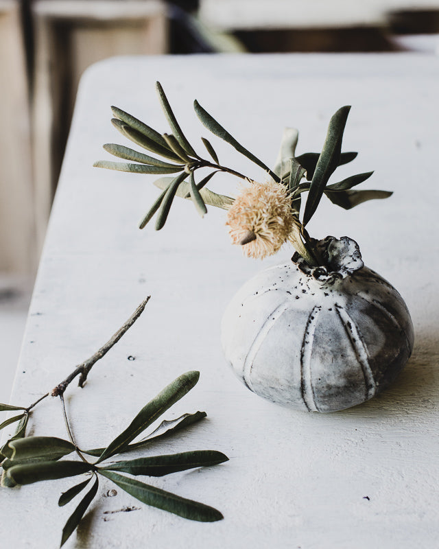 Seed pod bud vase in stoneware australian bush inspired ceramics by clay beehive