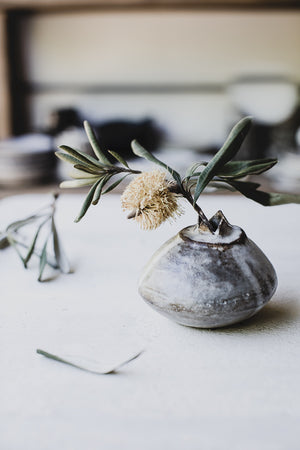 Seed pod bud vase in stoneware australian bush inspired ceramics by clay beehive