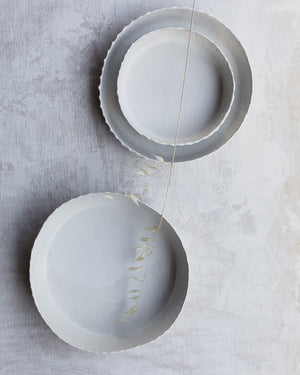 fluted textured hand made tall walled bowls in satin white by clay beehive ceramics