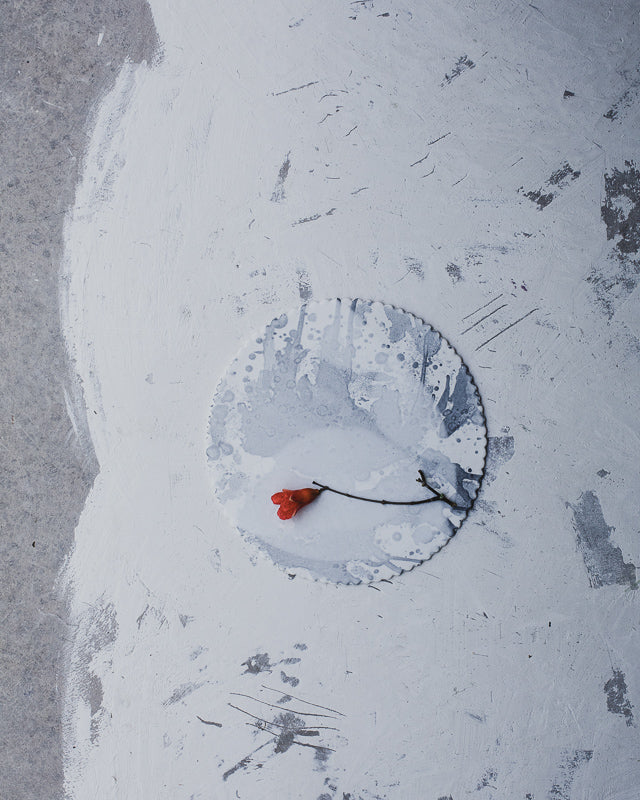 Large ceramic platter with detailed rim scallop in a variety of grays by clay beehive ceramics