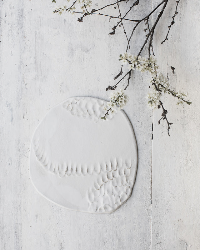 textured satin white plate platter cheese board by clay beehive ceramics