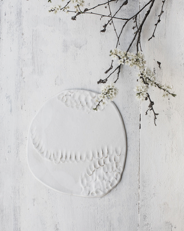 textured satin white plate platter cheese board by clay beehive ceramics
