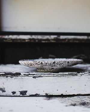 footed shallow gritty satin white speckled ceramic bowls by clay beehive