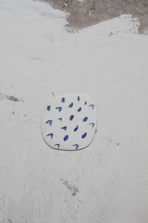 nautical inspired blue and white tiny ceramic plate