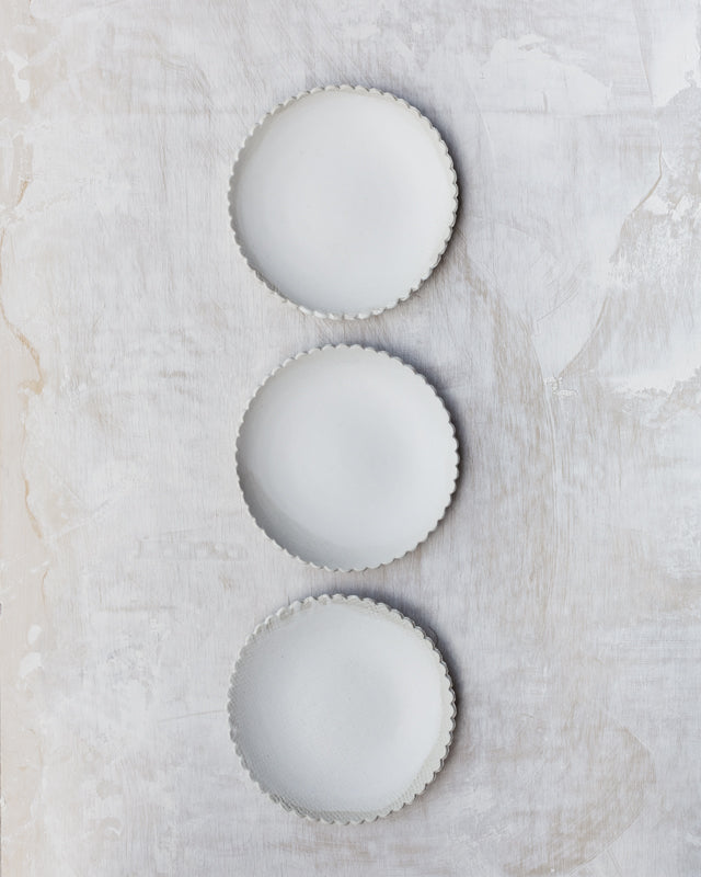 scallop rim plates bowls with texture by clay beehive ceramics