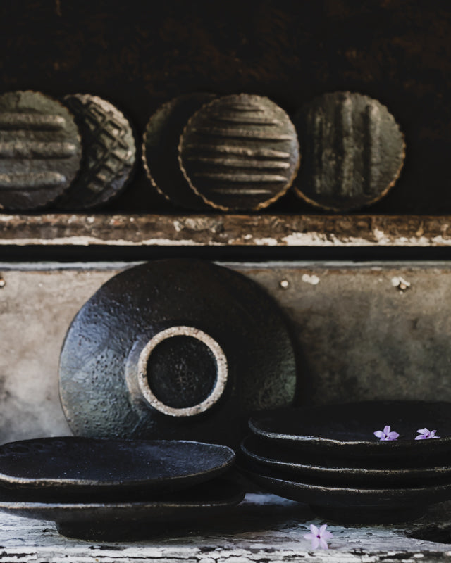 black footed rustic gritty hand made ceramic bowls by clay beehive