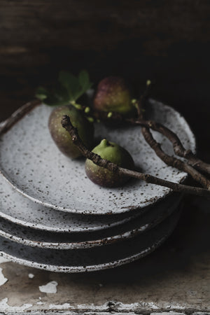 Footed Rustic white shallow bowls/plates