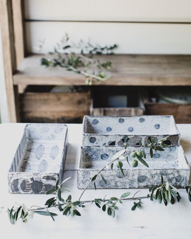 rustic hand made ceramic loaf pans for baking or making icecream by clay beehive ceramics