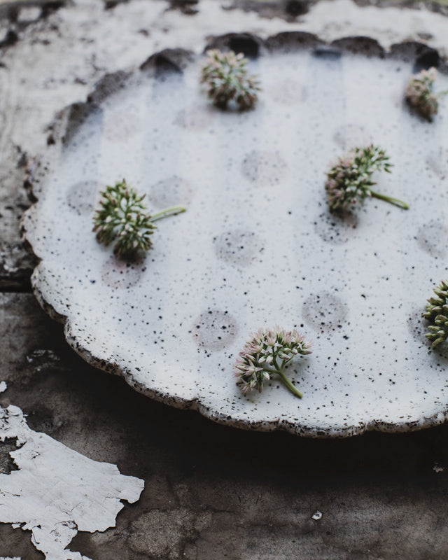Rustic Oval  plate with scalloped edging
