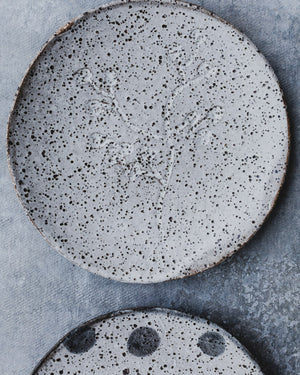 Rustic carved ceramic tapas plates handmade by clay beehive