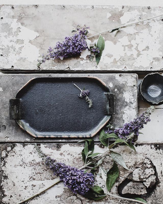 wabi sabi rectangular platter in satin black hand made by clay beehive ceramics