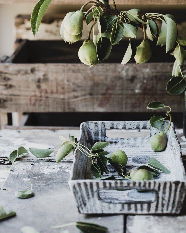 rustic platter ceramic box with side handles rectangular curved shape hand made by clay beehive ceramics