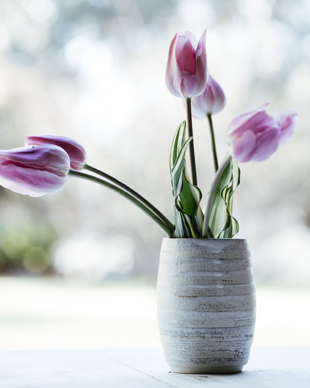 handmade vase created with a textural clay made by clay beehive ceramics