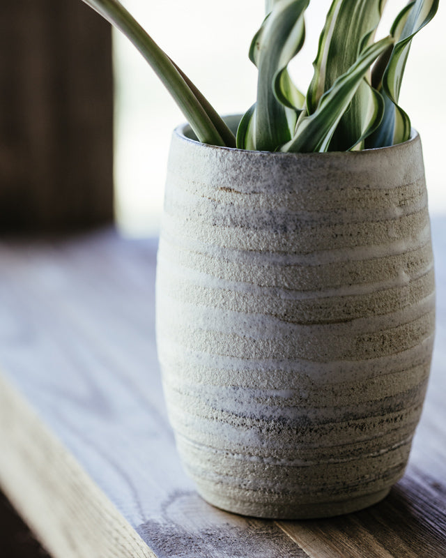 handmade vase created with a textural clay made by clay beehive ceramics