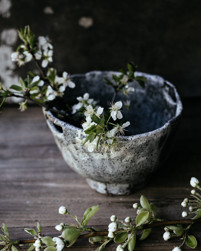 large rustic footed fruit bowl handmade by clay beehive ceramics