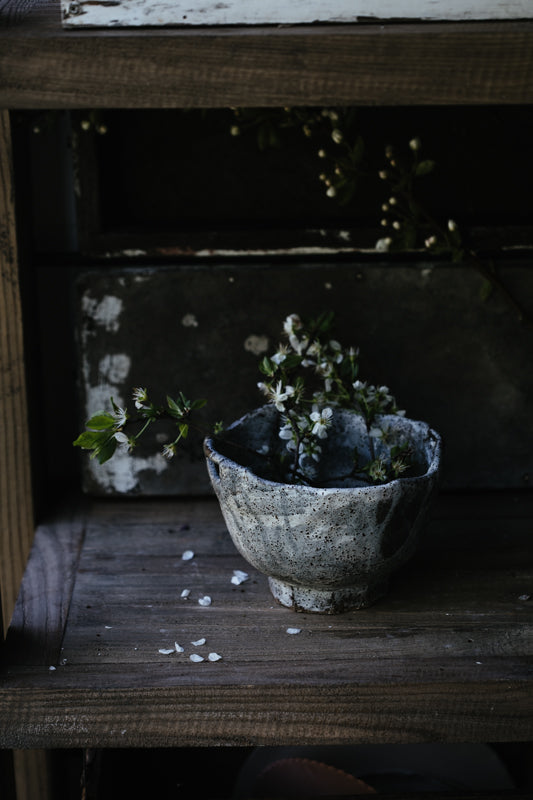 large rustic footed fruit bowl handmade by clay beehive ceramics