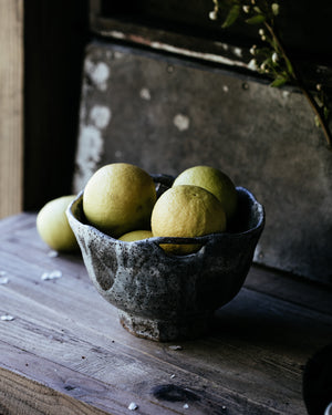 large rustic footed fruit bowl handmade by clay beehive ceramics