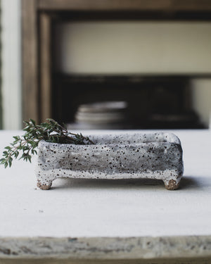 footed rustic handmade salt/pepper/condiment dish by clay beehive ceramics