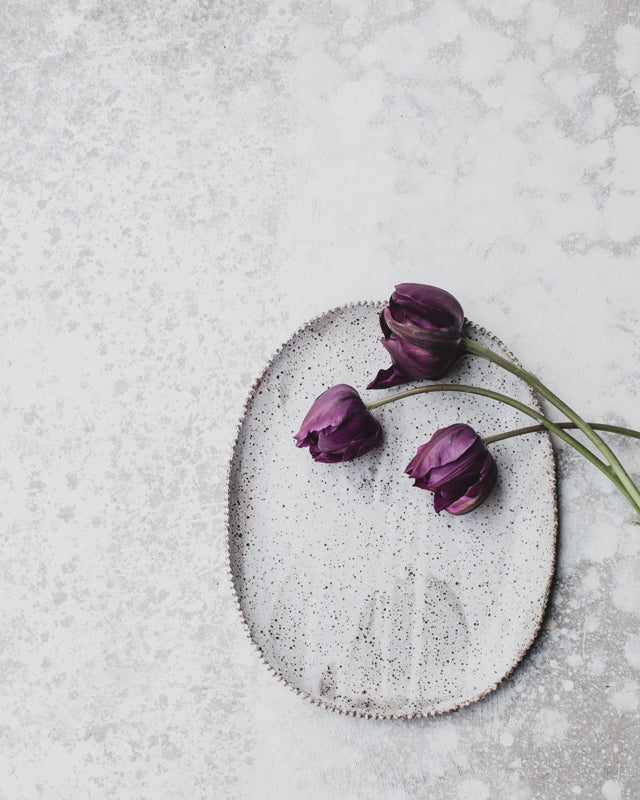 serving platter handbuilt with rustic clay and formed with textured edging perfect as serving plate ceramic by clay beehive