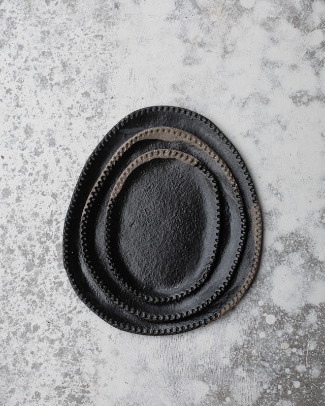 satin black oval plates dark stoneware perfect for antipasto by clay beehive ceramics