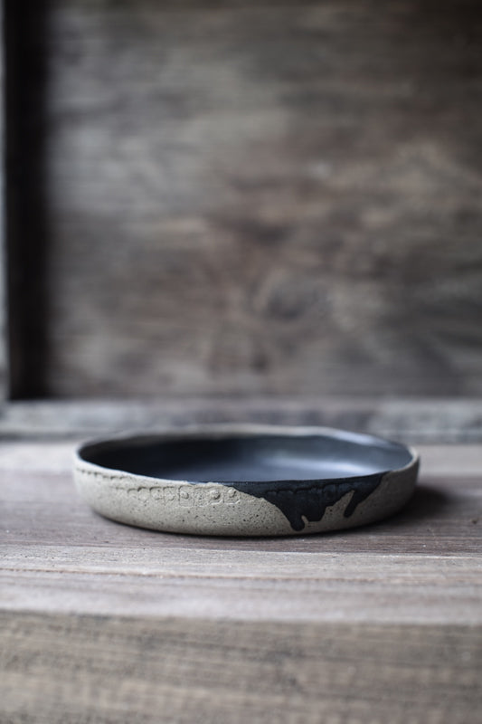 ceramic plate with straight edge rim designed by clay beehive