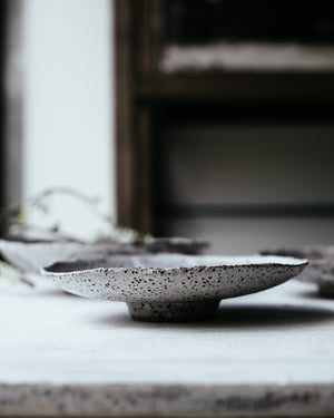 Beautiful ceramics by clay beehive shallow footed bowl handbuilt with rustic gritty clay