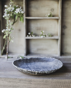 rustic serving bowl with textured rim and gritty clay by clay beehive ceramics