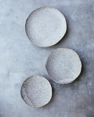Footed Rustic white shallow bowls/plates