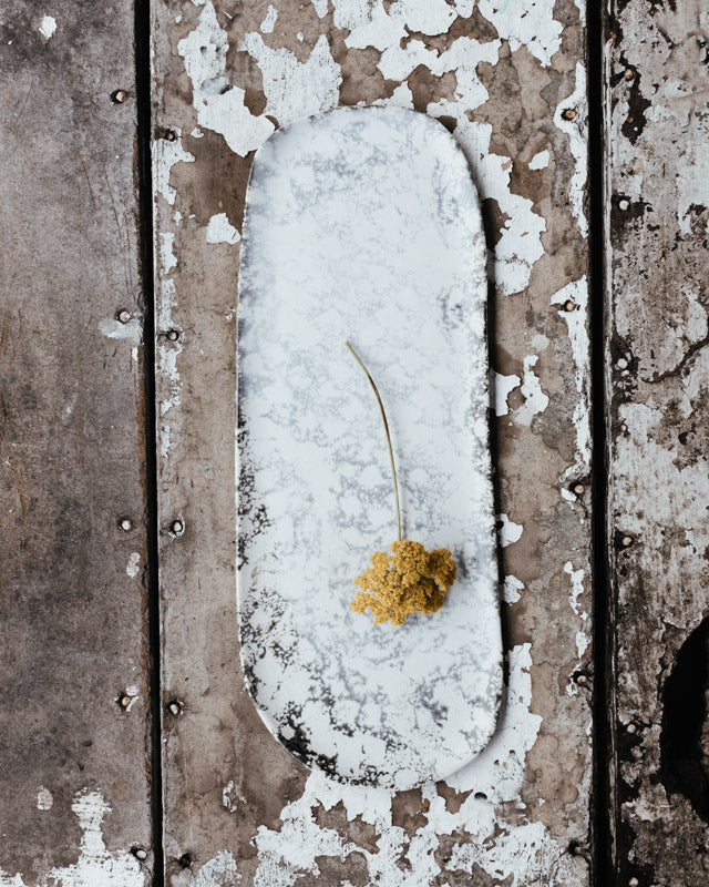 oval platter plate hand made with a unique glaze pattern by clay beehive ceramics