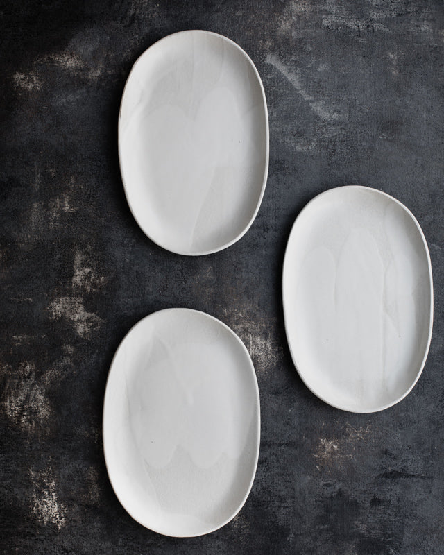 Satin White Oval Plates