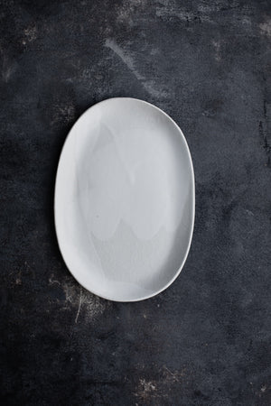 Satin White Oval Plates