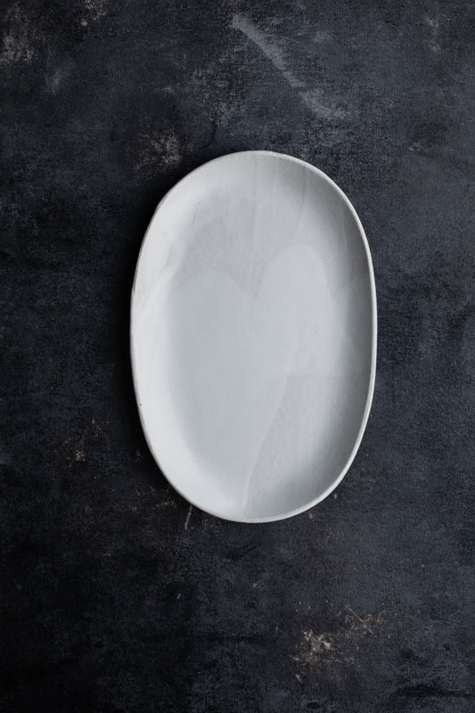 Satin White Oval Plates